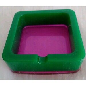 Homemade Resin Ashtray Green & Pink Home Gift Unique New